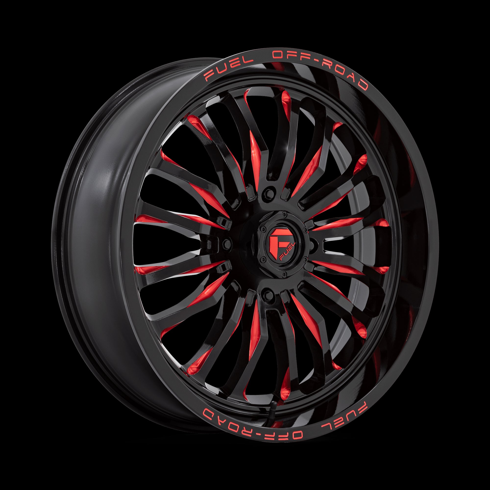 22X7 Fuel UTV D822 ARC UTV Gloss Black Milled Red 4X137 ET13 Wheel Rim