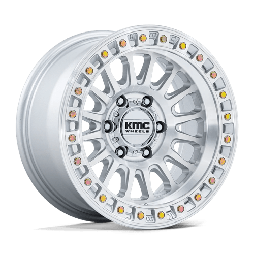 18X9 KMC KM552 IMS Gloss Silver W/ Machined Face 6x139.7 ET18 Wheel Rim