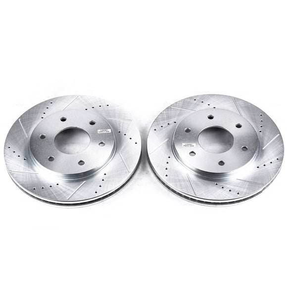 PowerStop Evolution Drilled Slotted Rotors Pair Front For INFINITI QX56