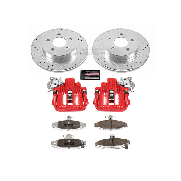 PowerStop Z26 Street Performance Ceramic Brake Pad, Drilled Slotted Rotor, and C