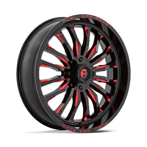 24X7 Fuel UTV D822 ARC UTV Gloss Black Milled Red 4X156 ET13 Wheel Rim