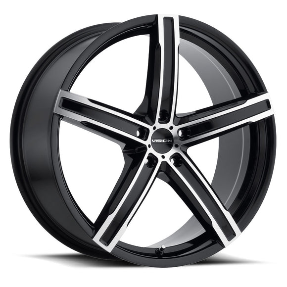 16x7 Vision 469 Boost Gloss Black Machined Face 5x112 ET38 Wheel Rim