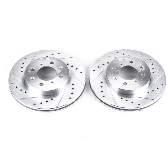 PowerStop Evolution Drilled Slotted Rotors Pair Front For Honda Civic