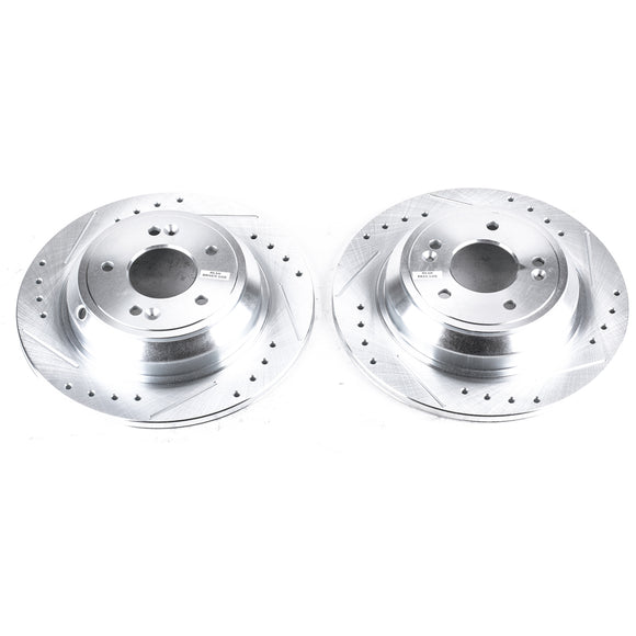 PowerStop Evolution Drilled Slotted Rotors Pair Rear For Hyundai Genesis
