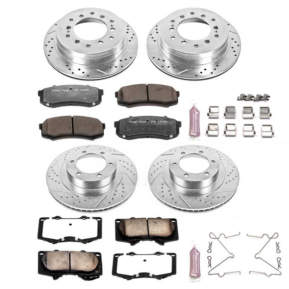 PowerStop Z36 Carbon-Fiber Ceramic Brake Pad with Drilled and Slotted Rotor Kit