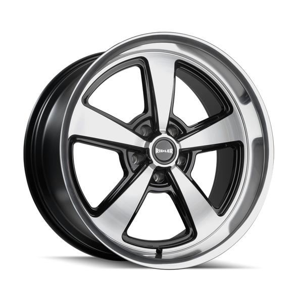 18x8 Ridler 652 Gloss Black Diamond Cut Face And Lip 5x114.3 ET0 Wheel