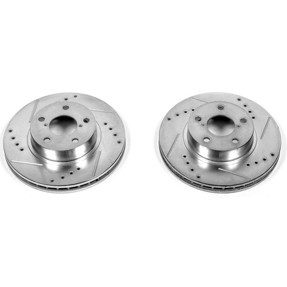 PowerStop Evolution Drilled Slotted Rotors Pair Front For Subaru Legacy