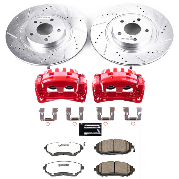 PowerStop Z26 Street Performance Ceramic Brake Pad, Drilled Slotted Rotor, and C