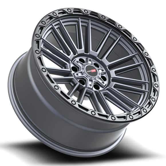 17x9 Vortek VRT-604 Zeus Matte Titanium With Black Bead Ring 6x135 ET0 CB106.1 Wheel Rim