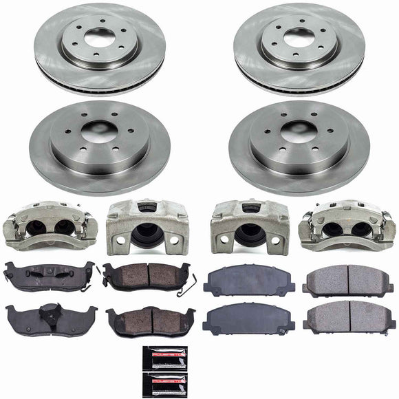 PowerStop OE Stock Replacement Low-Dust Ceramic Brake Pad, Rotor and Caliper Kit