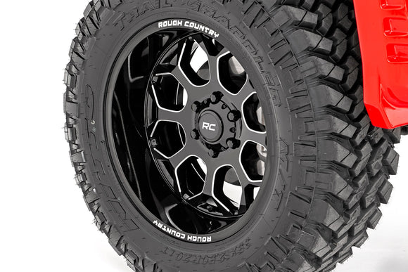 20x10 Rough Country 96 Series Gloss Black Machined Wheel 8x6.5 ET-19 CB5.079