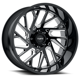 20X12 Tuff T4B Gloss Black W/ Milled Spokes 8X165.1 ET-45 wheel/rim