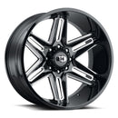 22x12 Vision 363 Razor Gloss Black Milled Spoke Wheel 6x139.7 ET-51 CB106.2