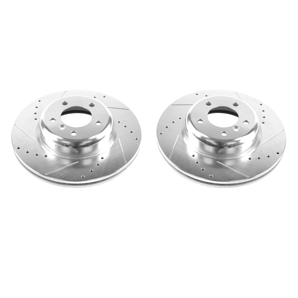PowerStop Evolution Drilled Slotted Rotors Pair Front For BMW 135i