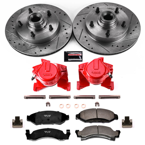 PowerStop Z23 Daily Driver Carbon-Fiber Ceramic Pads Drilled & Slotted Rotor & C