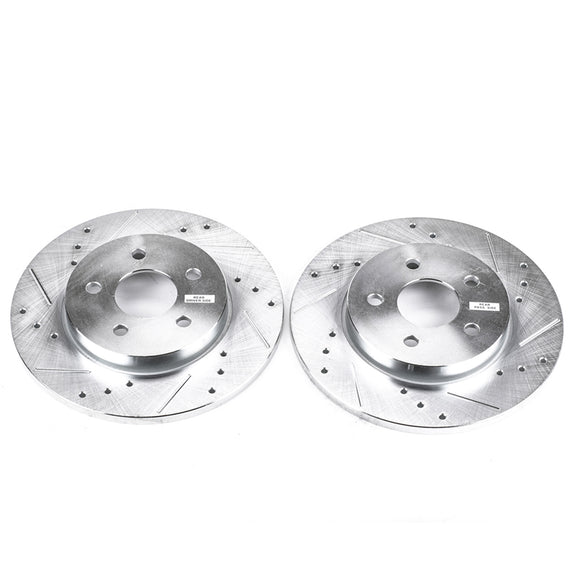 PowerStop Evolution Drilled Slotted Rotors Pair Rear For Jaguar X-Type