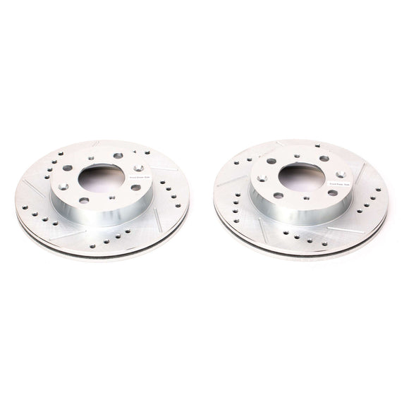 PowerStop Evolution Drilled Slotted Rotors Pair Front For Honda Civic