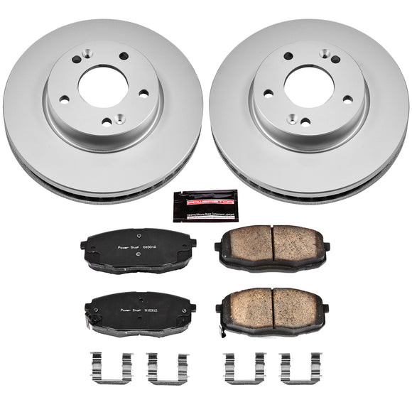 PowerStop Genuine Geomet Coated Rotor and Low-Dust Ceramic Brake Pad Kit
