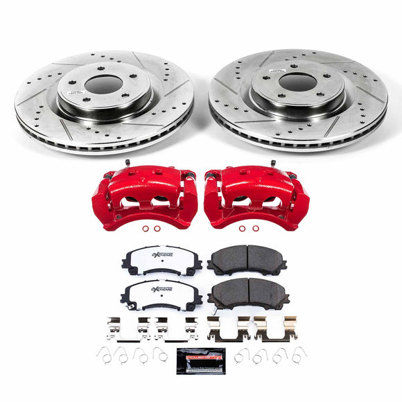 PowerStop Z26 Street Performance Ceramic Brake Pad, Drilled Slotted Rotor, and C