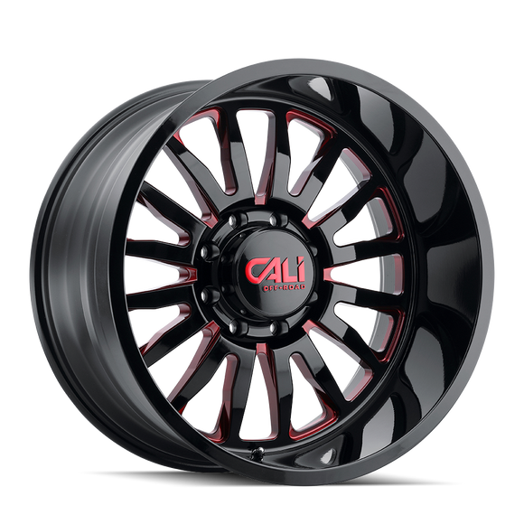 20x12 Cali Off-Road 9110 Summit Black Milled Prism Red 8x180 ET-51 Wheel