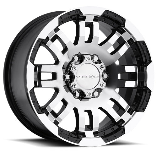15x7.5 Vision 375 Warrior Black Machined 5x120.65 5x4.75 ET-12 Wheel Rim