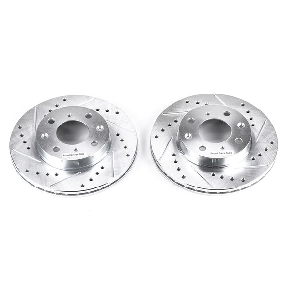 PowerStop Evolution Drilled Slotted Rotors Pair Front For Honda CRX