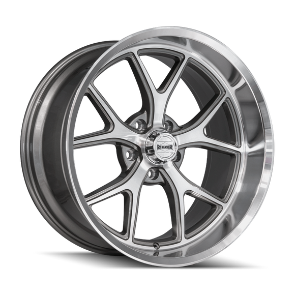 20x8.5 Ridler 661 Gloss Grey Diamond Cut Face And Lip 5x127 ET0 CB83.82 Wheel