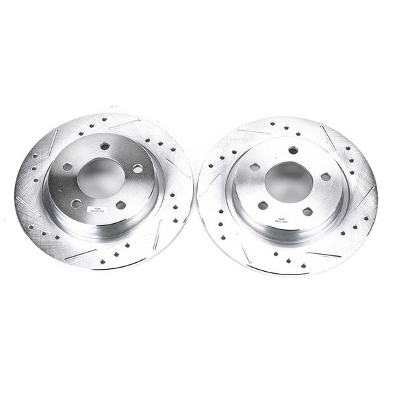 PowerStop Evolution Drilled Slotted Rotors Pair Rear For Mazda 3