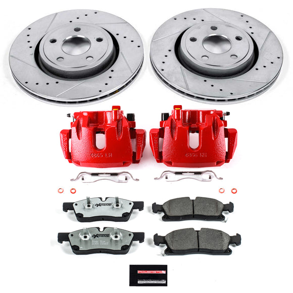 PowerStop Z26 Street Performance Ceramic Brake Pad, Drilled Slotted Rotor, and C