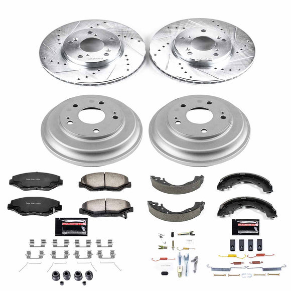 PowerStop Z36 Ceramic Brake Pads with Drilled Slotted Rotors and Drum Shoe Kit
