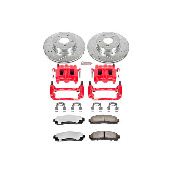 PowerStop Z36 Truck and SUV Ceramic Brake Pad, Drilled & Slotted Rotor, and Cali