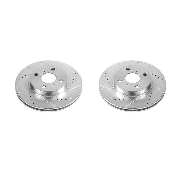 PowerStop Evolution Drilled Slotted Rotors Pair Front For Toyota Yaris
