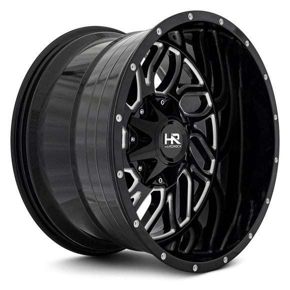 22x10 Hardrock Destroyer Gloss Black Milled 8x165.1 ET-25 wheel/rim
