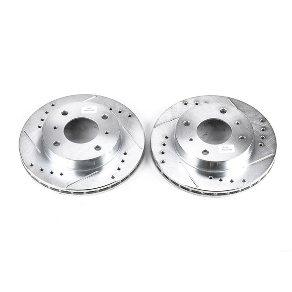 PowerStop Evolution Drilled Slotted Rotors Pair Front For Nissan 240SX