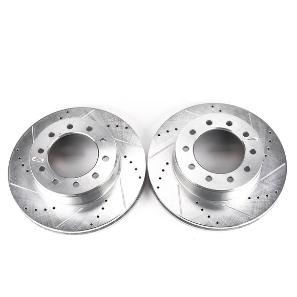 PowerStop Evolution Drilled Slotted Rotors Pair Front For Ford F-450 Super Duty