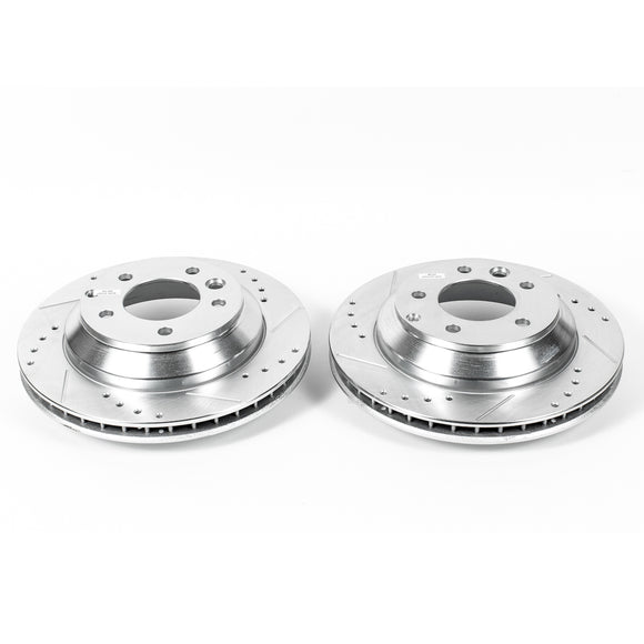 PowerStop Evolution Drilled Slotted Rotors Pair Rear For Porsche Cayenne