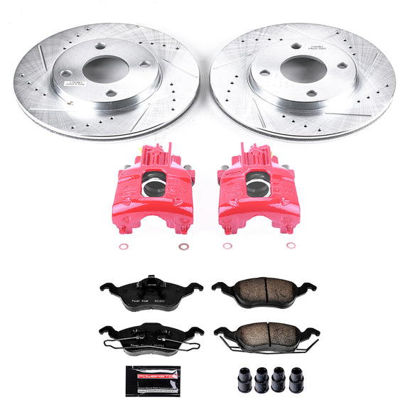 PowerStop Z23 Daily Driver Carbon-Fiber Ceramic Pads Drilled & Slotted Rotor & C