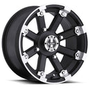 12x8 Vision 393 Lockout Matte Black Machined Lip 4x115 ET-10.2 Wheel Rim-2
