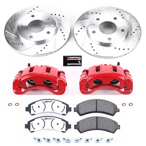 PowerStop Z36 Truck and SUV Ceramic Brake Pad, Drilled & Slotted Rotor, and Cali