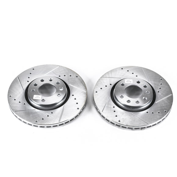 PowerStop Evolution Drilled Slotted Rotors Pair Front For Saab 9-3