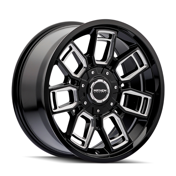 20x9 Mayhem Ordinance Gloss Black Milled 5x127 ET0 CB87 Wheel Rim