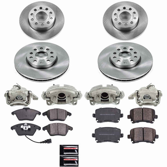 PowerStop OE Stock Replacement Low-Dust Ceramic Brake Pad, Rotor and Caliper Kit