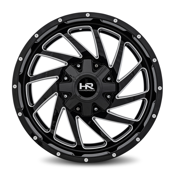 20x9 Hardrock Crusher Gloss Black Milled 6x120/139.7 ET0 wheel/rim