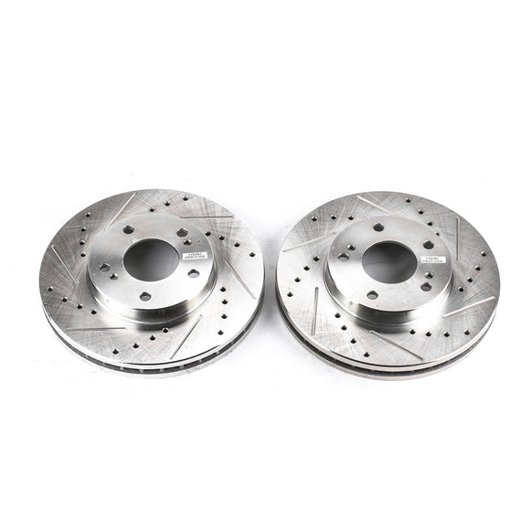 PowerStop Evolution Drilled Slotted Rotors Pair Front For Nissan 300ZX
