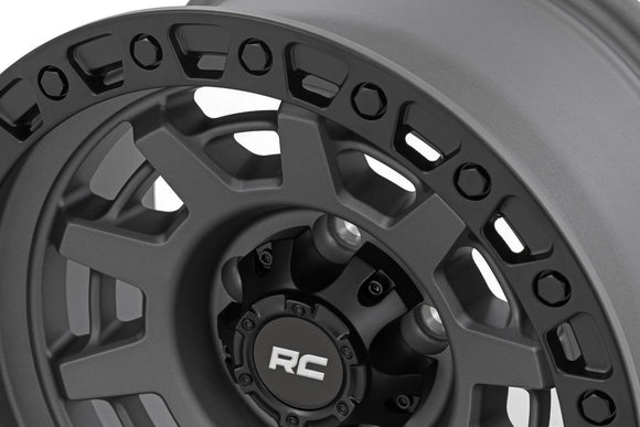 15x8 Rough Country 85 Series Gunmetal Gray Wheel 5x4.5 ET-19 CB