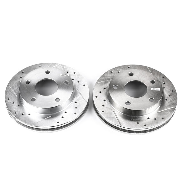 PowerStop Evolution Drilled Slotted Rotors Pair Front For Dodge Ram 1500