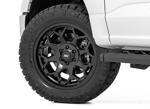 20x10 Rough Country 80 Series Semi Gloss Black Wheel 5x5 ET-25 CB