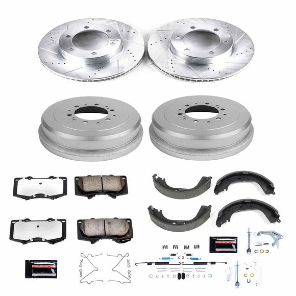 PowerStop Z36 Ceramic Brake Pads with Drilled Slotted Rotors and Drum Shoe Kit