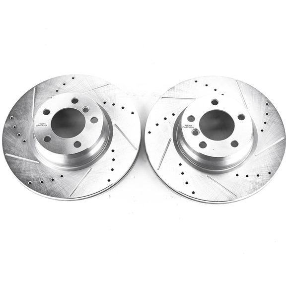 PowerStop Evolution Drilled Slotted Rotors Pair Front For BMW 328i
