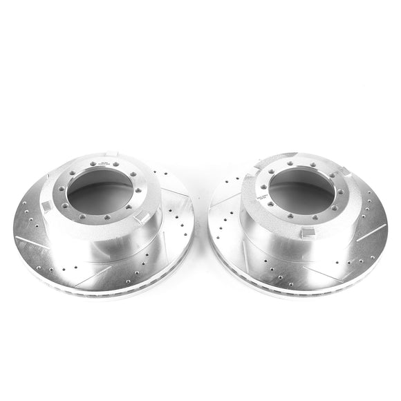 PowerStop Evolution Drilled Slotted Rotors Pair Rear For Ford F-450 Super Duty